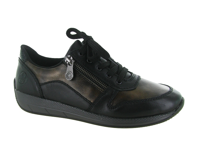 baskets et sneakers - Confort - femme - Cuir - Noir - Rieker