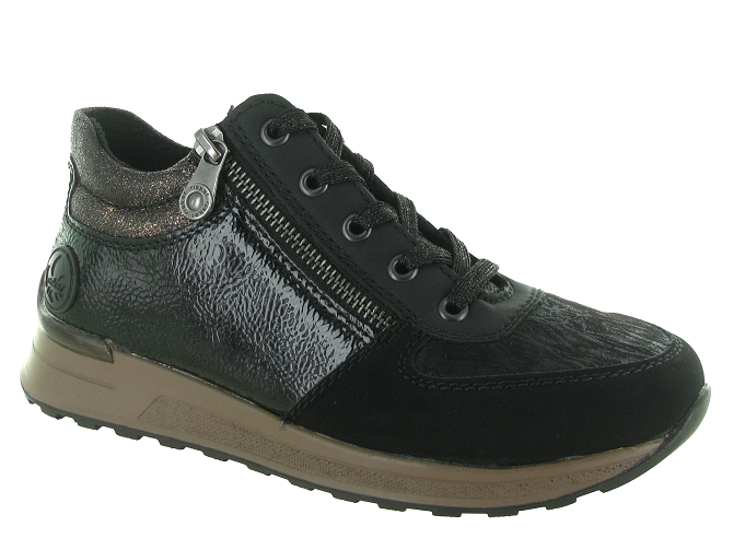 baskets et sneakers - Montante - femme - Nubuck - Noir - Rieker