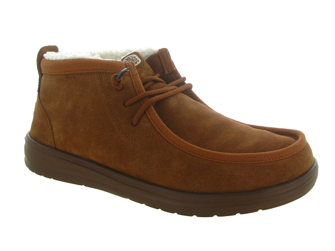 chaussures a lacets - Confort et décontracté - homme - Nubuck - Chestnut - Hey dude