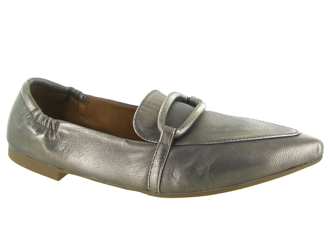 mocassins - Elégant - femme - Cuir - Argent - La vitrina