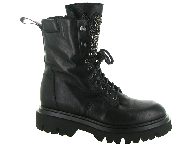 bottines et boots - Motardes - femme - Cuir - Noir - Fruit