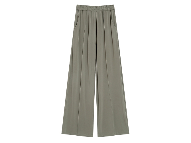 pantalon - DROIT - vetement femme - Textile - Kaki - Grace and mila