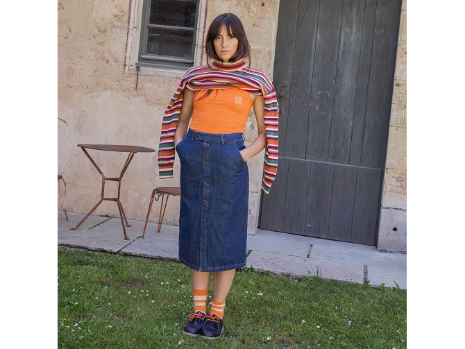 jupe -  - vetement femme - Coton - Bleu jean - Graine5792901_3