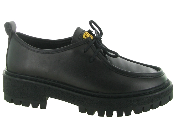 chaussures a lacets - Derby chic - femme - Cuir - Noir - Bibi lou