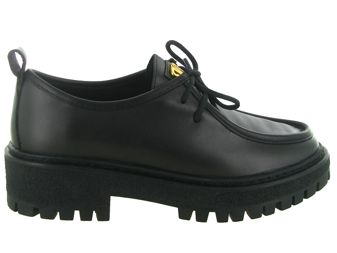 chaussures a lacets - Derby chic - femme - Cuir - Noir - Bibi lou5799901_2
