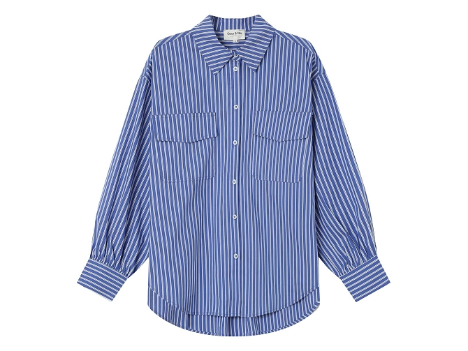 chemise - ML - vetement femme - Coton - Bleu - Grace and mila