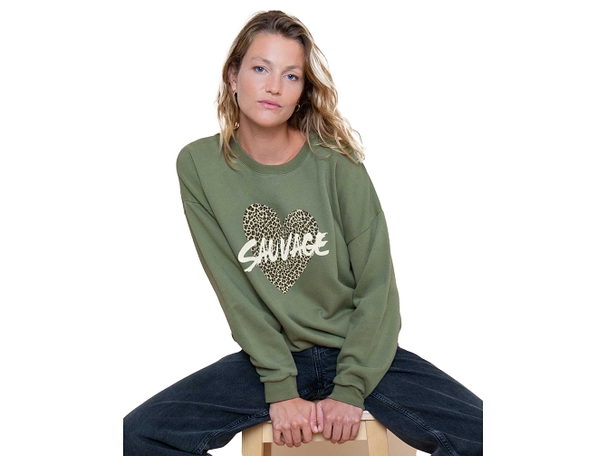 sweat - SANS CAPUCHE - vetement femme - Textile - Kaki - French disorder5840001_2