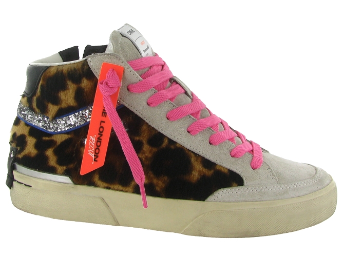 baskets et sneakers - Montante - femme - Cuir - Léopard - Crime london