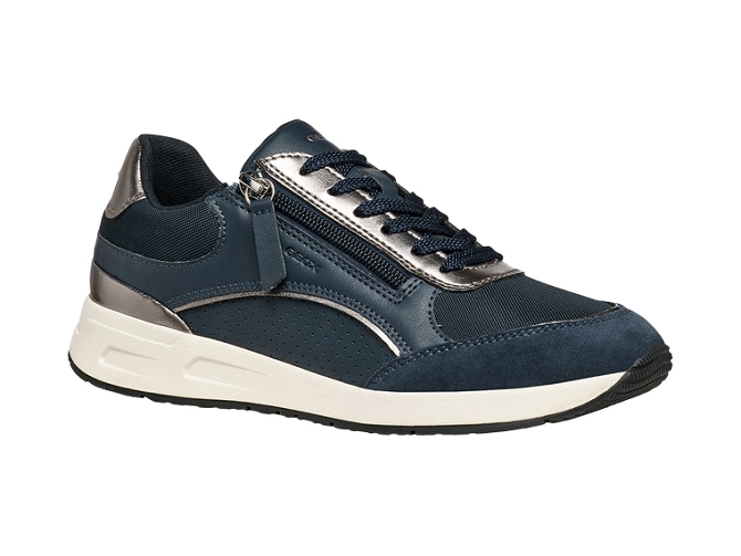 baskets et sneakers - Confort - femme - Cuir - Bleu Marine - Geox