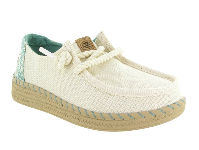 espadrilles - Espadrille plate - femme - Toile  - Blanc - Hey dude