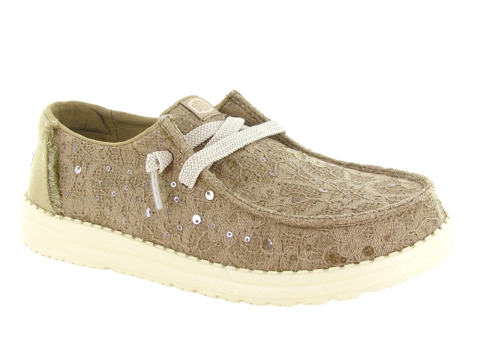 baskets et sneakers - Confort - femme - Toile  - Beige - Hey dude