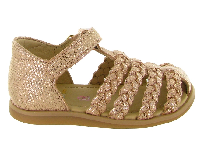 sandales et nu pieds - Semelle souple - bebe fille - Cuir laminé - Or - Shoo pom5867501_2