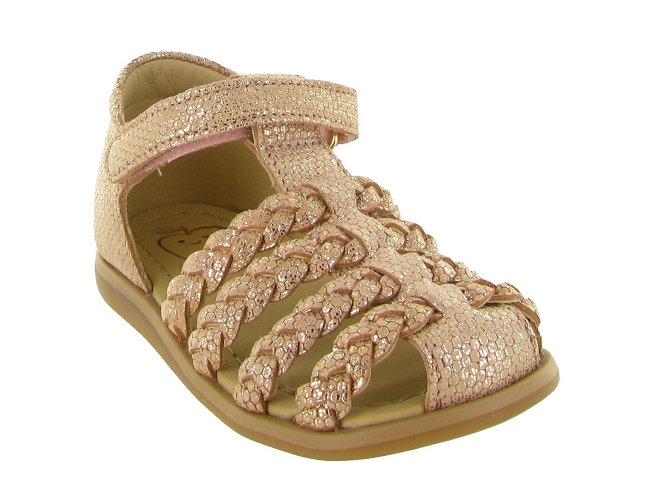 sandales et nu pieds - Semelle souple - bebe fille - Cuir laminé - Or - Shoo pom5867501_3