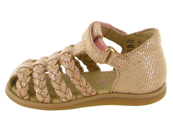 sandales et nu pieds - Semelle souple - bebe fille - Cuir laminé - Or - Shoo pom5867501_4