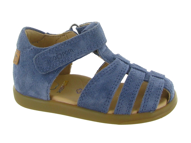 sandales et nu pieds - Semelle souple - bebe garcon - Nubuck - Bleu jean - Shoo pom