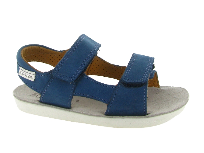 sandales et nu pieds -  - junior garcon - Nubuck - Bleu - Shoo pom