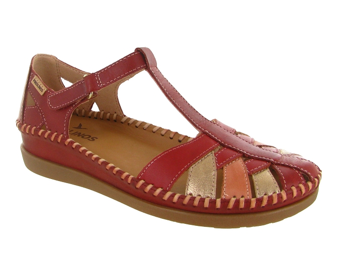 sandales et nu pieds - Confort - femme - Cuir - Rouge - Pikolinos