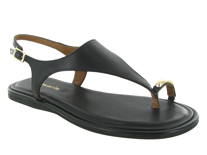 sandales et nu pieds - Entre doigt & Tong - femme - Cuir - Noir - Tamaris