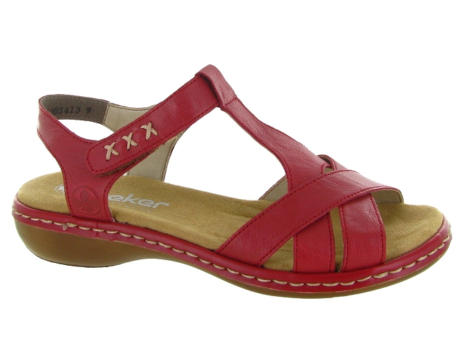 sandales et nu pieds - Confort - femme - Cuir - Rouge - Rieker