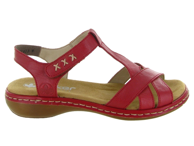 sandales et nu pieds - Confort - femme - Cuir - Rouge - Rieker5884601_2