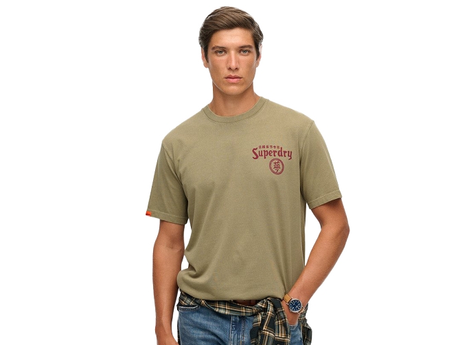 ts - MC - vetement homme - Coton - Kaki - Superdry