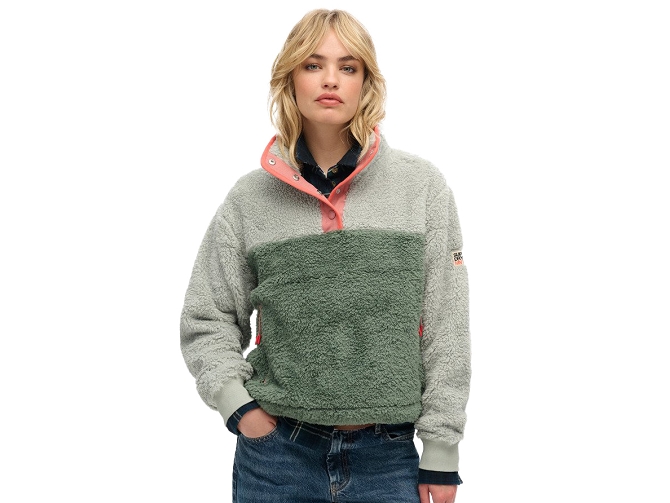 pull - ML - vetement femme - Coton - Vert - Superdry