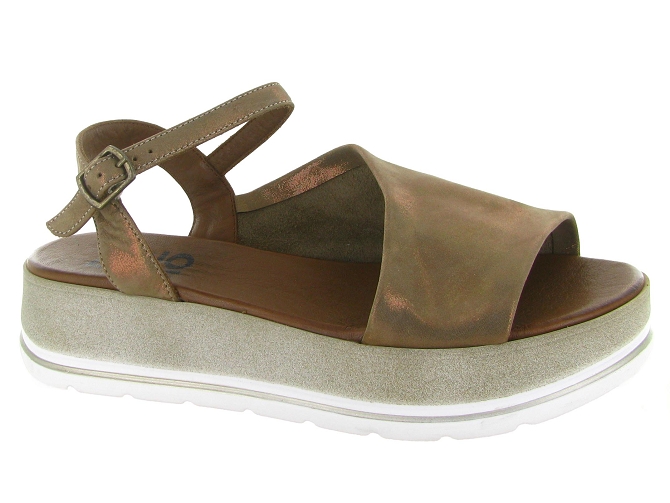 sandales et nu pieds - Casual - femme - Cuir laminé - Taupe - Bueno