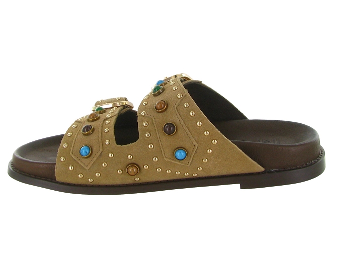 sandales et nu pieds - Mule Sabot - femme - Nubuck - Beige - Inuovo5896301_4