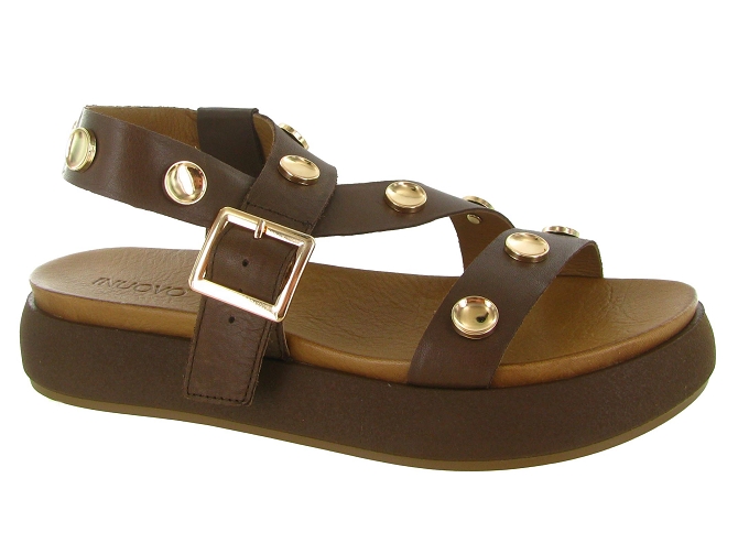 sandales et nu pieds - Confort - femme - Cuir - Marron - Inuovo