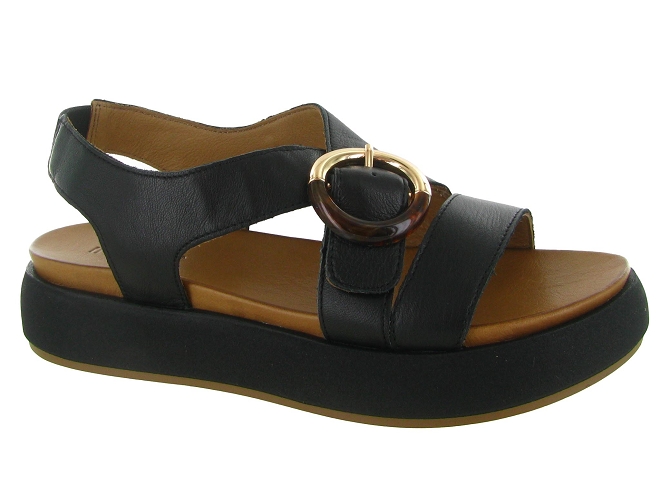 sandales et nu pieds - Confort - femme - Cuir - Noir - Inuovo