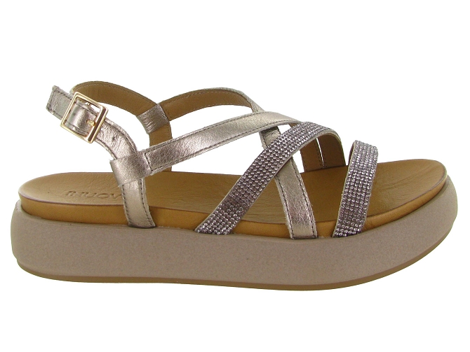 sandales et nu pieds - Confort - femme - Cuir - Argent - Inuovo5896801_2