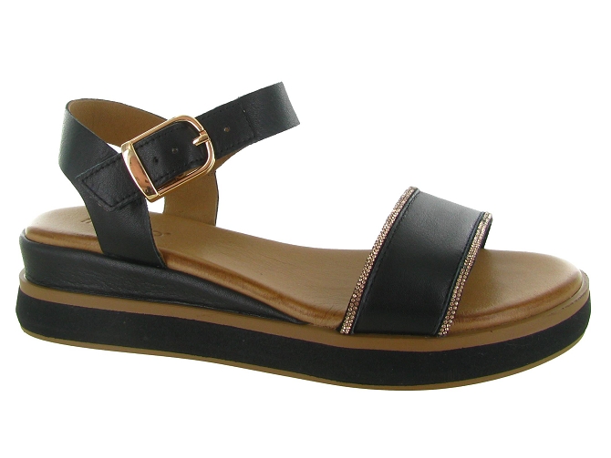 sandales et nu pieds - Confort - femme - Cuir - Noir - Inuovo