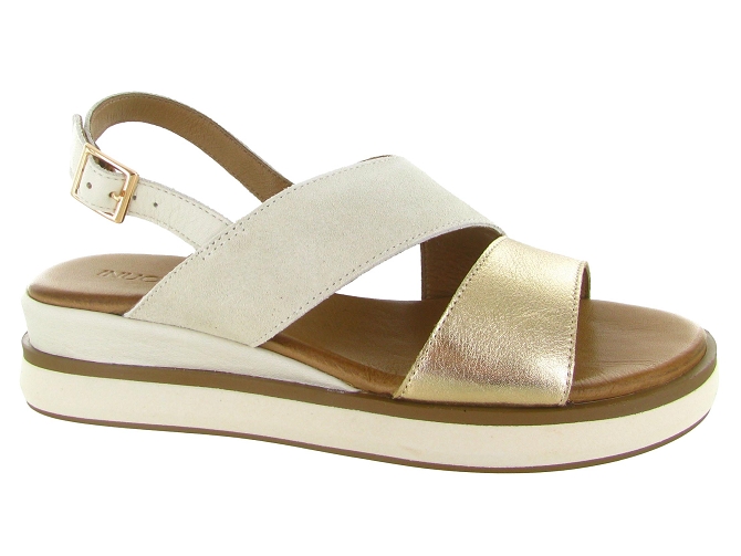 sandales et nu pieds - Confort - femme - Cuir - Crème - Inuovo