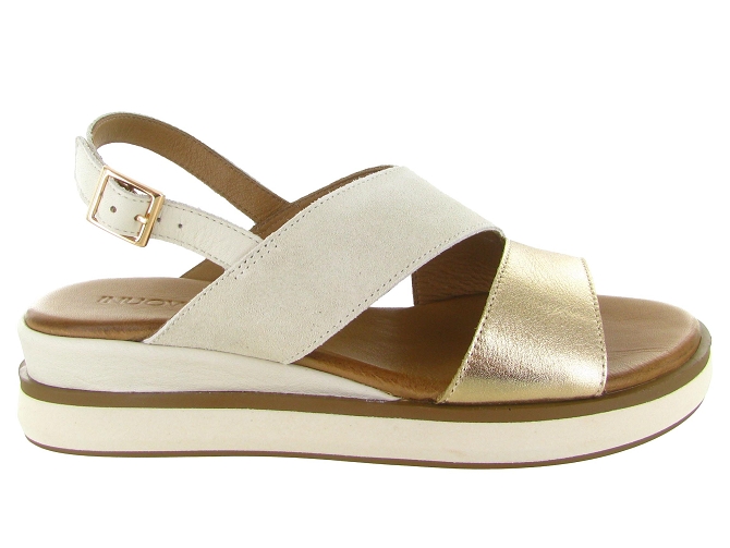sandales et nu pieds - Confort - femme - Cuir - Crème - Inuovo5897101_2