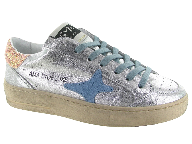 baskets et sneakers - Tendance - femme - Cuir - Argent - Ama brand