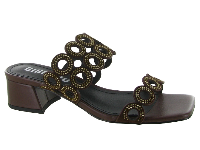 sandales et nu pieds - Mule Sabot - femme - Cuir - Marron - Bibi lou