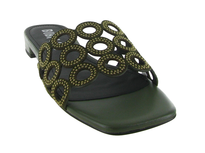 sandales et nu pieds - Mule Sabot - femme - Cuir - Kaki - Bibi lou5901401_3