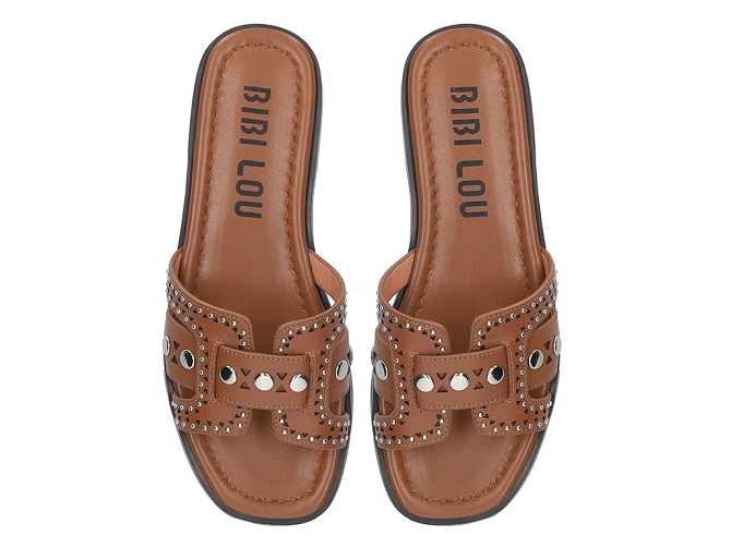 sandales et nu pieds - Mule Sabot - femme - Cuir - Camel - Bibi lou5901601_6