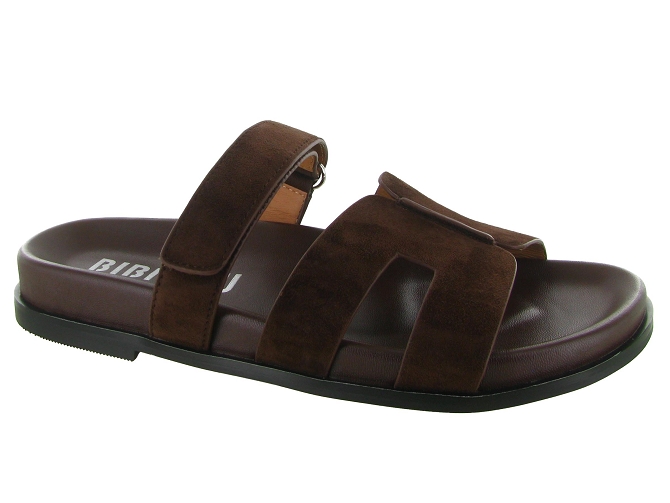 sandales et nu pieds - Mule Sabot - femme - Nubuck - Marron - Bibi lou