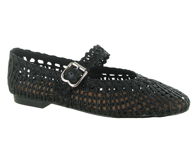 ballerines - Ballerine plate - femme - Raphia - Noir - Bibi lou