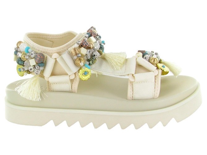 sandales et nu pieds - Casual - femme - Toile  - Blanc - Nan ku5907701_2