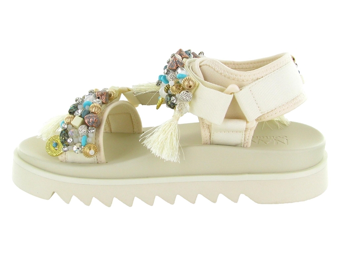 sandales et nu pieds - Casual - femme - Toile  - Blanc - Nan ku5907701_4