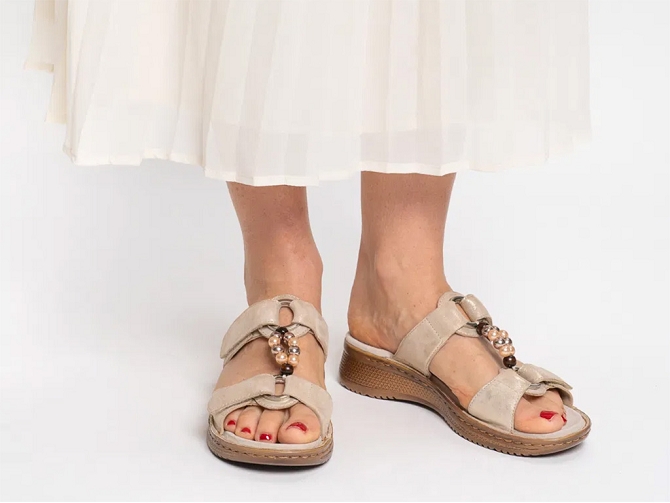 sandales et nu pieds - Mule Sabot - femme - Cuir - Beige - Ara5914101_3