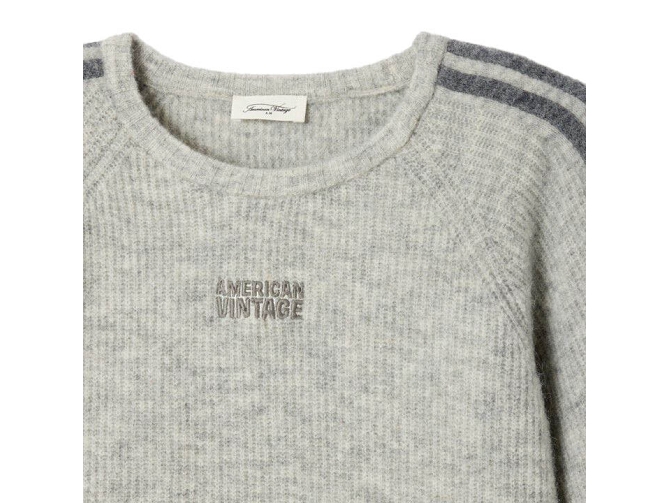 pull - MANCHE LONGUE - vetement femme - Coton - Gris - American vintage5917802_2