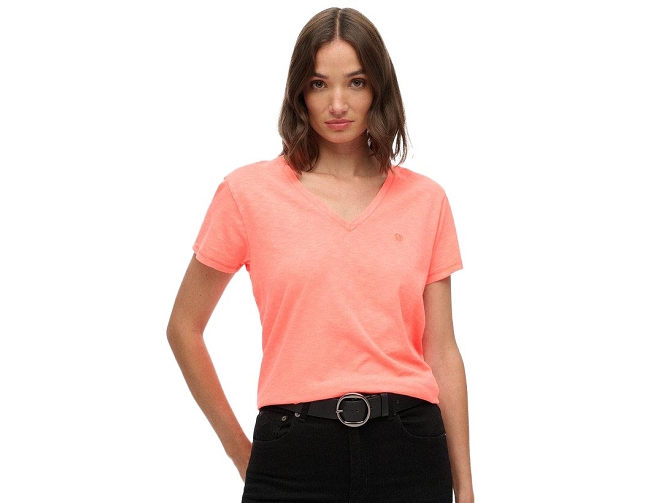 tee shirt - MANCHE COURTE - vetement femme - Coton - Corail - Superdry