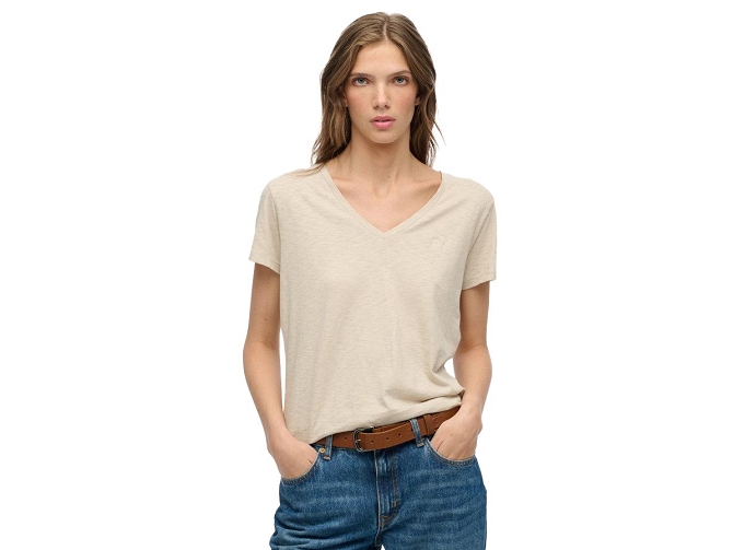 tee shirt - MANCHE COURTE - vetement femme - Coton - Beige - Superdry