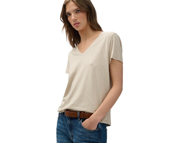 tee shirt - MANCHE COURTE - vetement femme - Coton - Beige - Superdry5919707_2