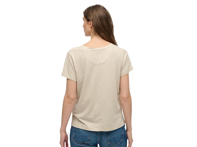 tee shirt - MANCHE COURTE - vetement femme - Coton - Beige - Superdry5919707_5
