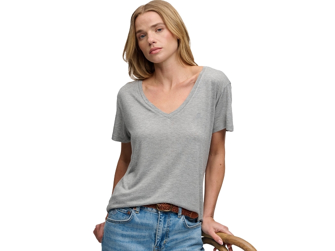 tee shirt - MANCHE COURTE - vetement femme - Coton - Gris - Superdry