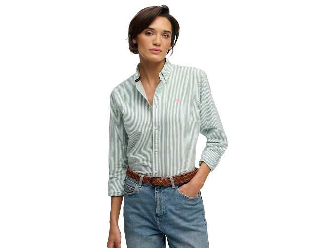 chemise - MANCHE LONGUE - vetement femme - Coton - Vert - Superdry